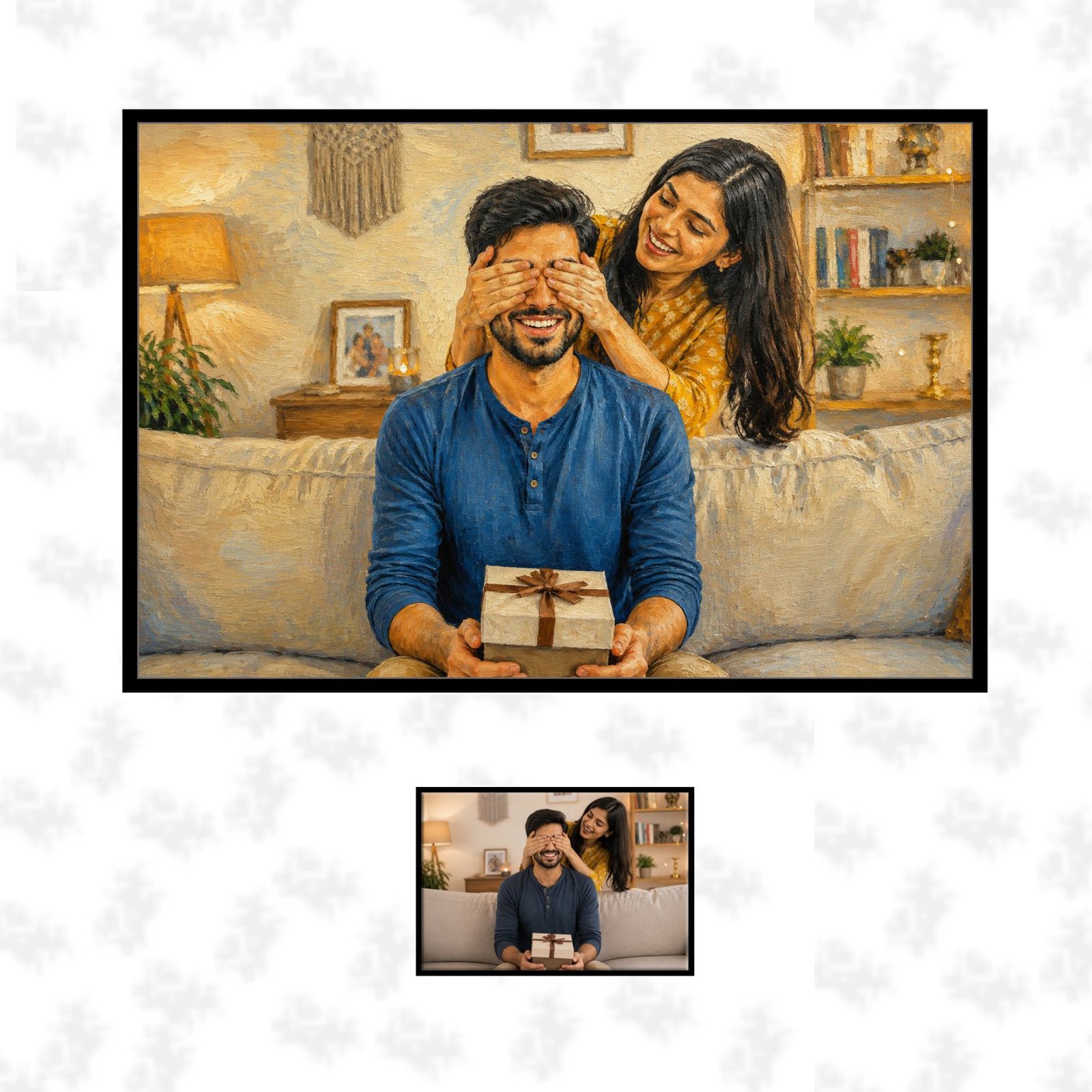 Couple Handmade Painting Frame Display